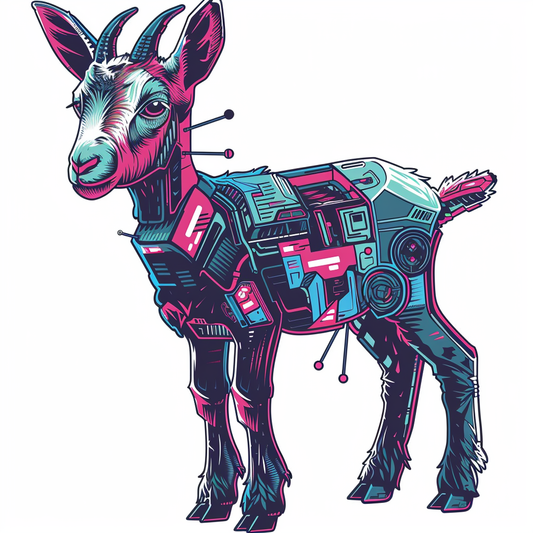 Goat cyber punk majestic Expressive surreal Vinyl Decal Sticker for Car, Laptop, Tumbler and more # F020576-4" x 4"