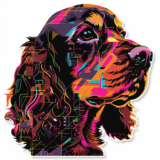 Cocker Spaniel Dog cyber punk Expressive surreal Vinyl Decal Sticker for Car, Laptop, Tumbler and more # F020305-4" x 4"