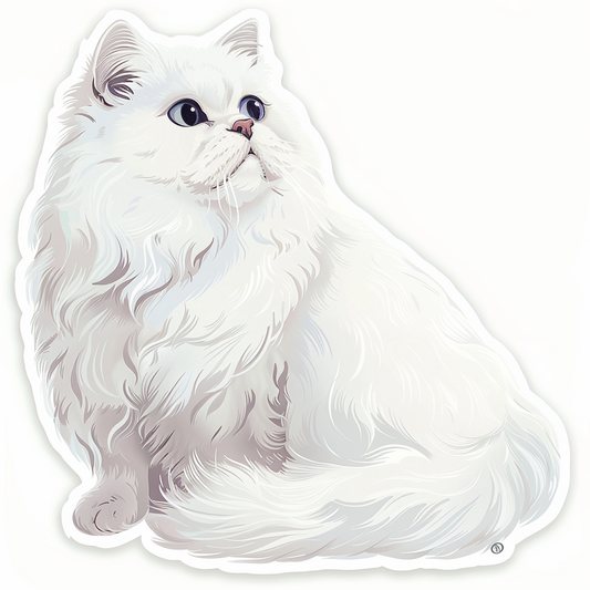 Persian Cat Expressive surreal Vinyl Decal Sticker for Car, Laptop, Tumbler and more # F016508