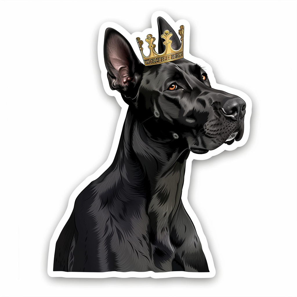 Great Dane Dog crowned majestic Expressive surreal Vinyl Decal Sticker for Car, Laptop, Tumbler and more # F017805