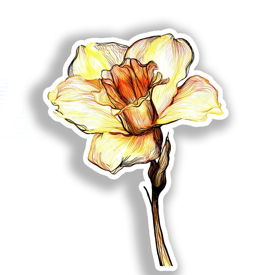 Daffodil Flower Vinyl Decal Sticker for Car, Laptop, Tumbler and more # A019726-4" x 4"