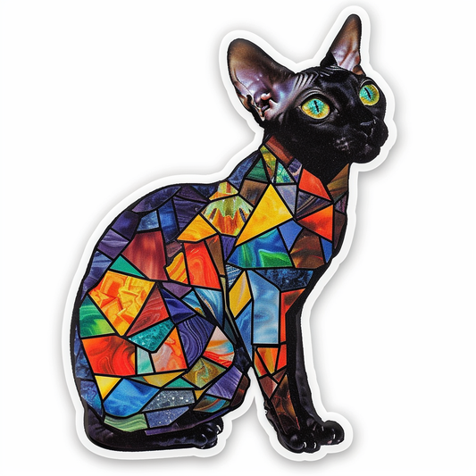 Adorable Cornish Rex Cat Expressive surreal Vinyl Decal Sticker for Car, Laptop, Tumbler and more # F021383-4" x 4"
