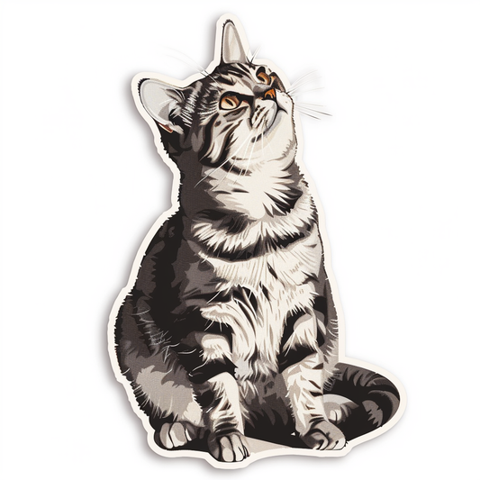 American Shorthair Cat majestic Expressive surreal Vinyl Decal Sticker for Car, Laptop, Tumbler and more # F019779-4" x 4"