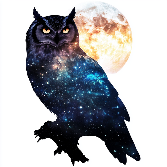 Owl Moon and Stars Vinyl Decal Sticker for Car, Laptop, Tumbler and more # F025725