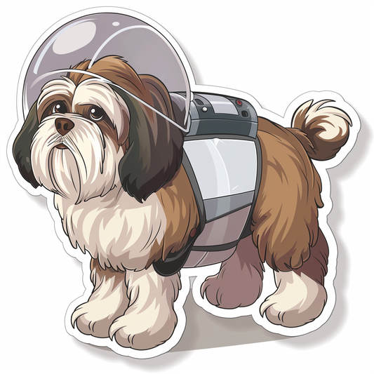 Adorable Shih Tzu Dog Expressive surreal Vinyl Decal Sticker for Car, Laptop, Tumbler and more # F018142
