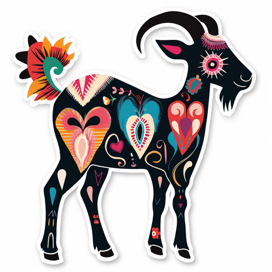 Goat majestic Expressive surreal Vinyl Decal Sticker for Car, Laptop, Tumbler and more # F020718-4" x 4"