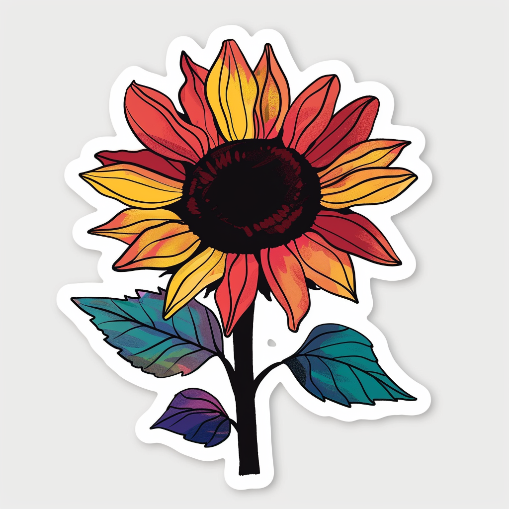 Sunflower flower majestic Expressive surreal Vinyl Decal Sticker for Car, Laptop, Tumbler and more # F023064