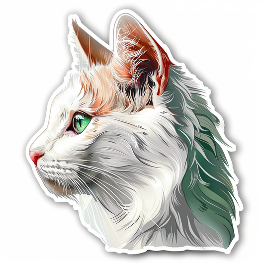 Adorable Turkish Angora Cat  Vinyl Decal Sticker for Car, Laptop, Tumbler and more # F020887-4" x 4"