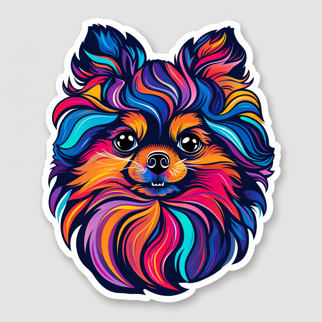 Sticker of a Pomeranian Dog cartoon majestic Expressive surreal Vinyl Decal Sticker for Car, Laptop, Tumbler and more # F013908