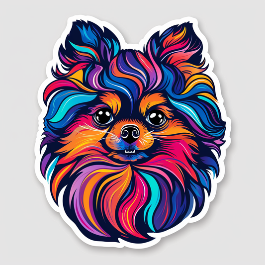 Sticker of a Pomeranian Dog cartoon majestic Expressive surreal Vinyl Decal Sticker for Car, Laptop, Tumbler and more # F013908