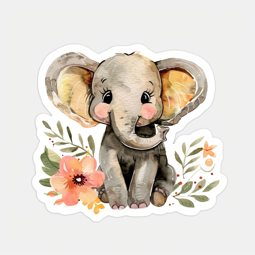 Elephant Expressive surreal Vinyl Decal Sticker for Car, Laptop, Tumbler and more # F022374-4" x 4"