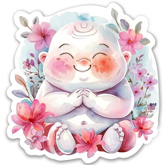 Adorable Buddha Expressive surreal Vinyl Decal Sticker for Car, Laptop, Tumbler and more # F017163