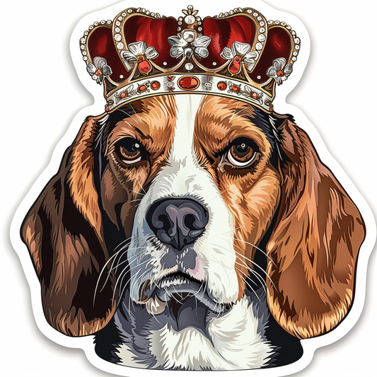 Beagle dog crowned Vinyl Decal Sticker for Car, Laptop, Tumbler and more # F011803