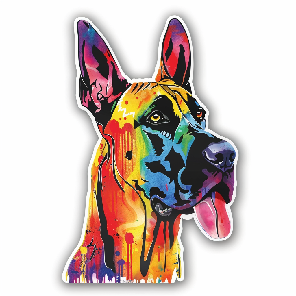 Adorable Great Dane Dog Expressive surreal Vinyl Decal Sticker for Car, Laptop, Tumbler and more # F017887
