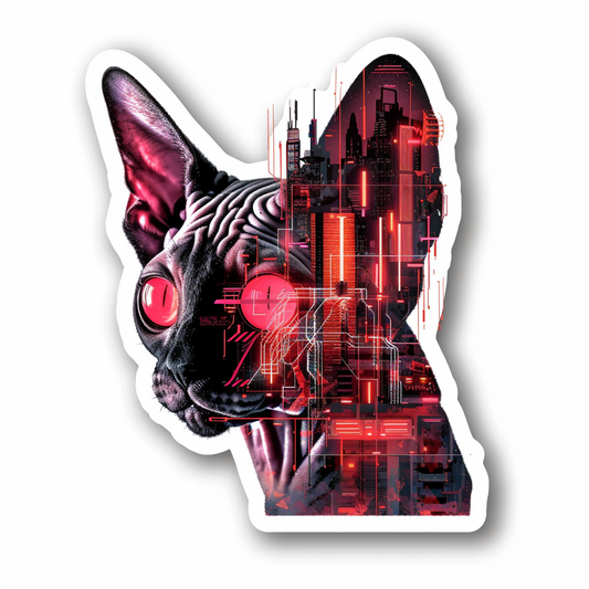 Adorable Cornish Rex Cat Expressive surreal Vinyl Decal Sticker for Car, Laptop, Tumbler and more # F021493-4" x 4"