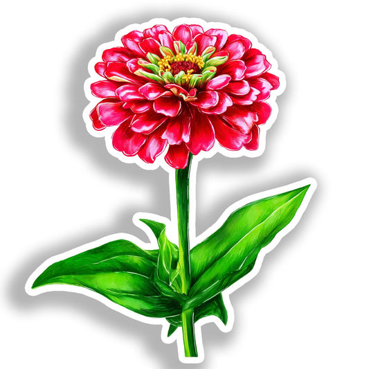 Zinnia Flower Vinyl Decal Sticker for Car, Laptop, Tumbler and more # A019066-4" x 4"