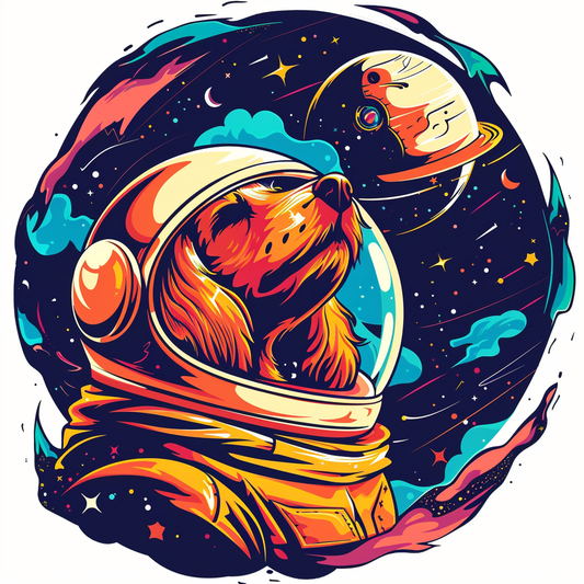 Cocker Spaniel Dog astronaut majestic Expressive surreal Vinyl Decal Sticker for Car, Laptop, Tumbler and more # F020222-4" x 4"