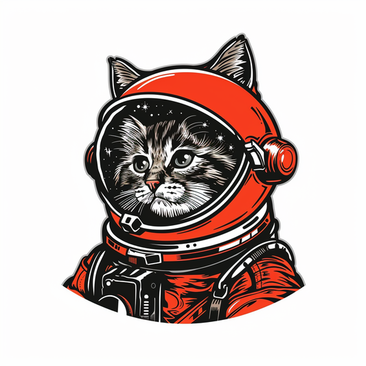 American Shorthair Cat astronaut Expressive surreal Vinyl Decal Sticker for Car, Laptop, Tumbler and more # F019789-4" x 4"