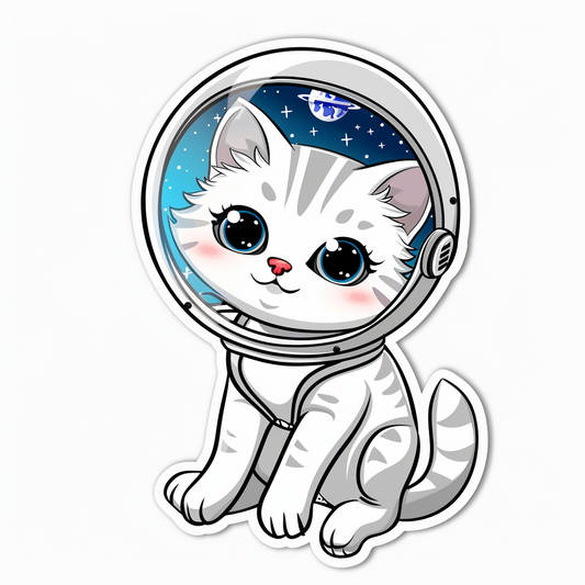 Adorable Turkish Angora Cat  Vinyl Decal Sticker for Car, Laptop, Tumbler and more # F021014-4" x 4"