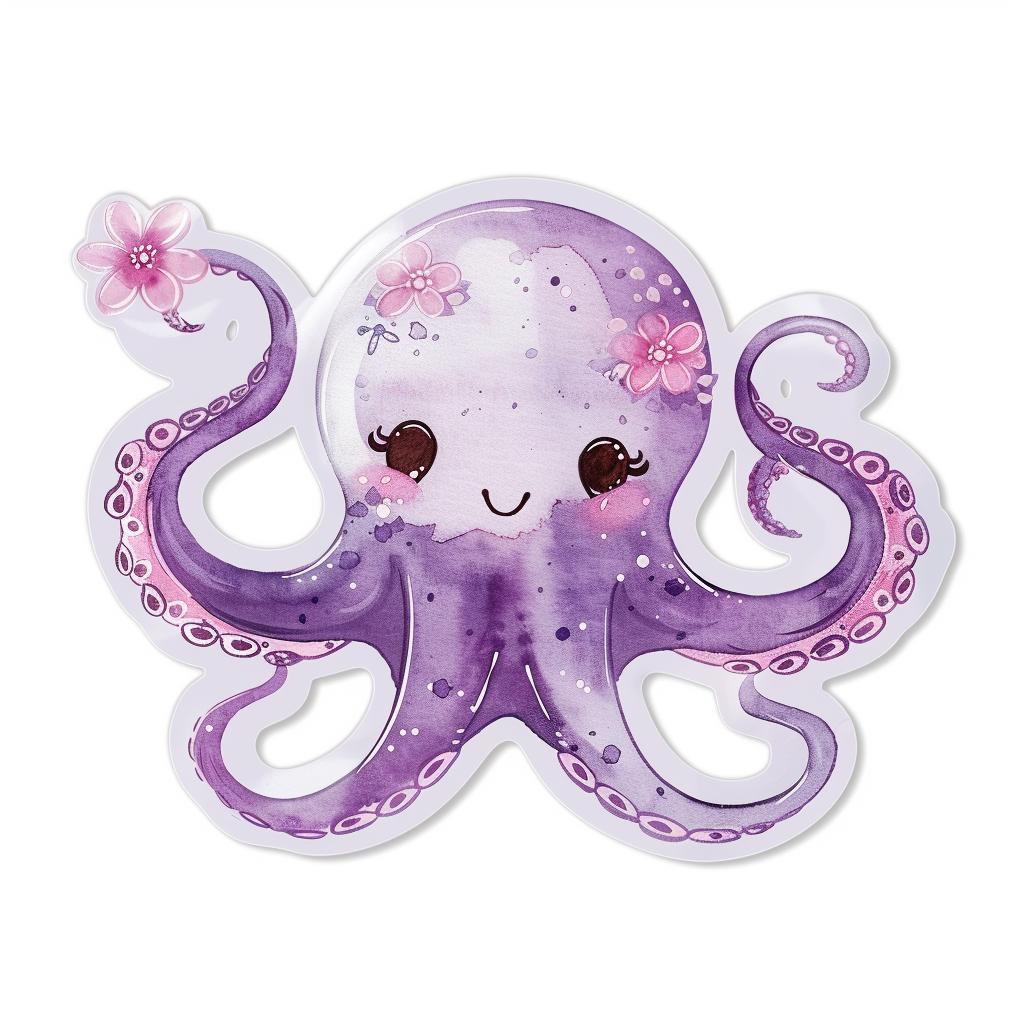 Adorable Octopus with chubby cheeks Expressive surreal Vinyl Decal Sticker for Car, Laptop, Tumbler and more # F015965