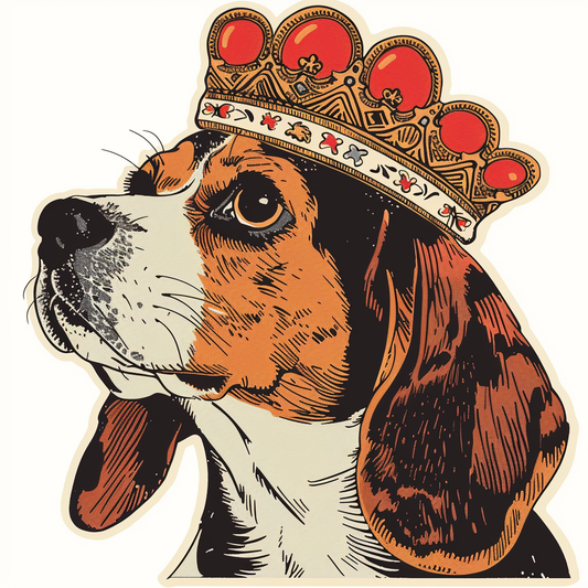 Beagle dog crowned Vinyl Decal Sticker for Car, Laptop, Tumbler and more # F011790