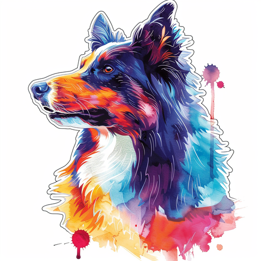 Border Collie Dog majestic Expressive surreal Vinyl Decal Sticker for Car, Laptop, Tumbler and more # F021702-4" x 4"