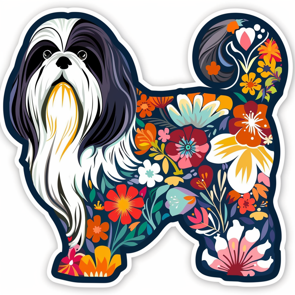 Adorable Shih Tzu Dog Expressive surreal Vinyl Decal Sticker for Car, Laptop, Tumbler and more # F018378