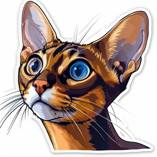 Abyssinian Cat astronaut majestic Expressive surreal Vinyl Decal Sticker for Car, Laptop, Tumbler and more # F021138-4" x 4"