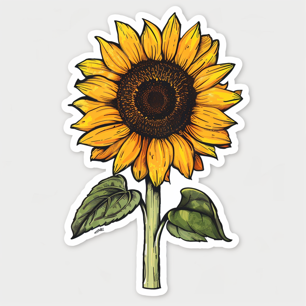 Sunflower flower majestic Expressive surreal Vinyl Decal Sticker for Car, Laptop, Tumbler and more # F023157