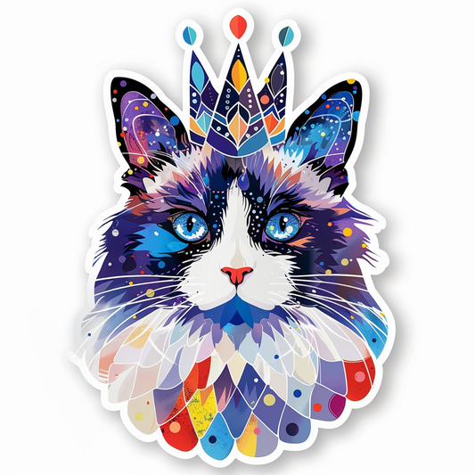 Ragdoll Cat crowned Vinyl Decal Sticker for Car, Laptop, Tumbler and more # F010256