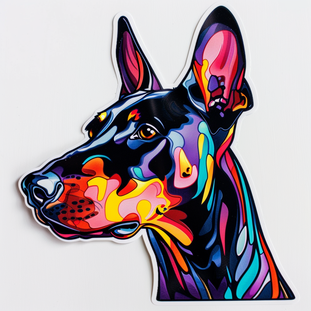 Cute and Adorable Doberman Pinscher Expressive surreal Vinyl Decal Sticker for Car, Laptop, Tumbler and more # F019428-4" x 4"
