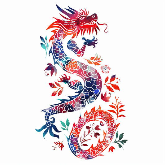 Dragon floral majestic Expressive surreal Vinyl Decal Sticker for Car, Laptop, Tumbler and more # F019088