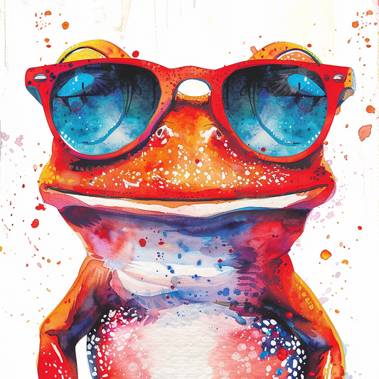 Sticker of a Frog wearing sunglasses majestic Expressive surreal Vinyl Decal Sticker for Car, Laptop, Tumbler and more # F016689