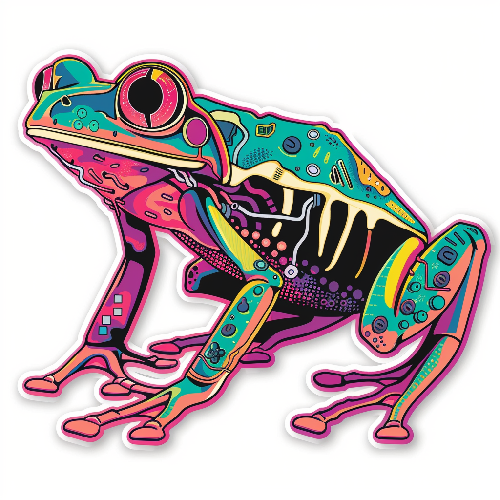 Sticker of a Frog cute and adorable Expressive surreal Vinyl Decal Sticker for Car, Laptop, Tumbler and more # F016730