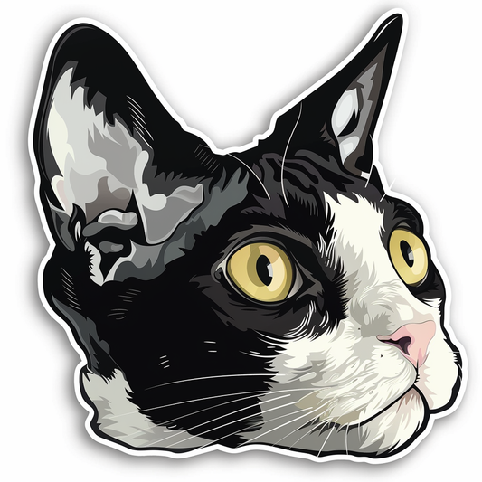 Adorable Cornish Rex Cat Expressive surreal Vinyl Decal Sticker for Car, Laptop, Tumbler and more # F021393-4" x 4"