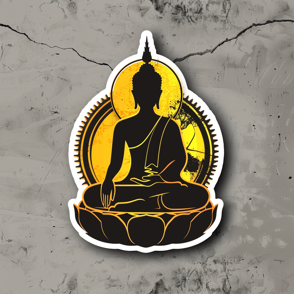 Buddha cartoon majestic Expressive surreal Vinyl Decal Sticker for Car, Laptop, Tumbler and more # F016961