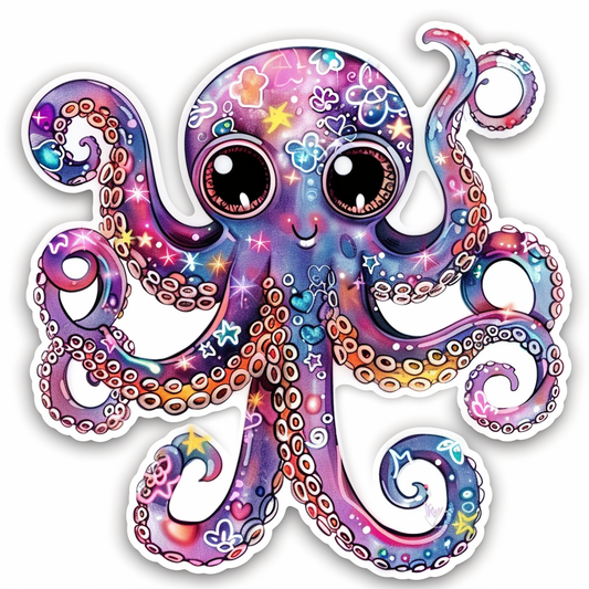 Sticker of a Octopus heartcore texture Expressive surreal Vinyl Decal Sticker for Car, Laptop, Tumbler and more # F015738