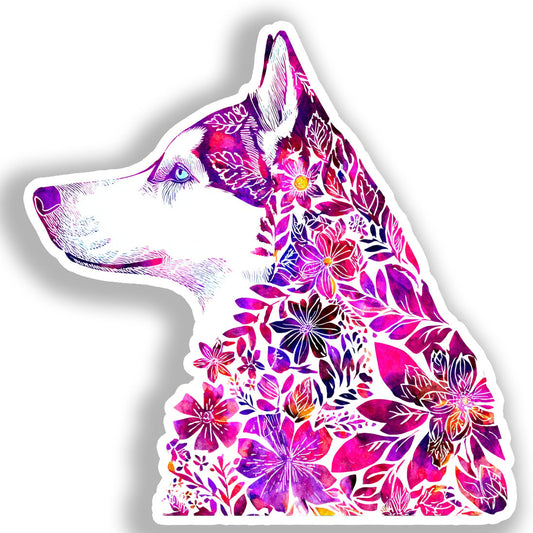 Siberian Husky Dog Vinyl Decal Sticker for Car, Laptop, Tumbler and more # A019135-4" x 4"