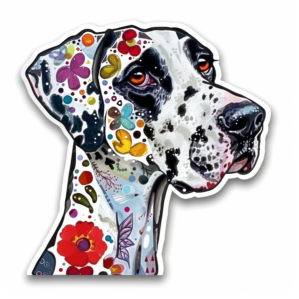 Great Dane Dog Expressive surreal Vinyl Decal Sticker for Car, Laptop, Tumbler and more # F022901
