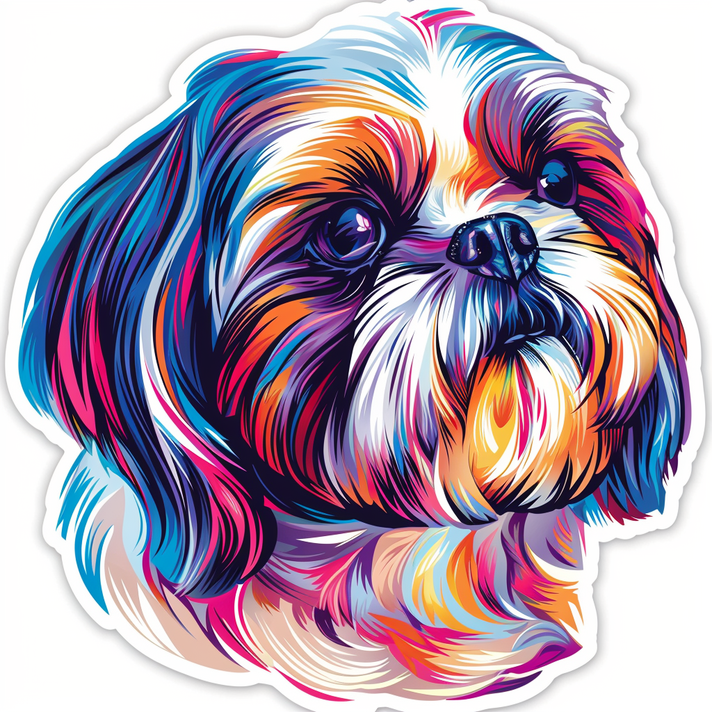 Adorable Shih Tzu Dog Expressive surreal Vinyl Decal Sticker for Car, Laptop, Tumbler and more # F018534