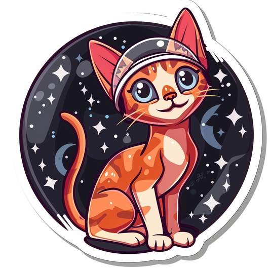 Abyssinian Cat astronaut majestic Expressive surreal Vinyl Decal Sticker for Car, Laptop, Tumbler and more # F021306-4" x 4"