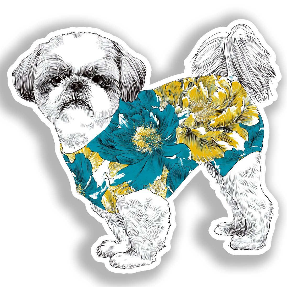 Shih Tzu Dog Vinyl Decal Sticker for Car, Laptop, Tumbler and more # A019157-4" x 4"