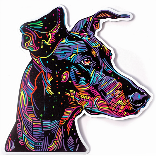 Doberman Pinscher Dog cyber punk Expressive surreal Vinyl Decal Sticker for Car, Laptop, Tumbler and more # F019401