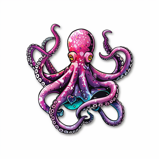 Sticker of a Octopus heartcore majestic Expressive surreal Vinyl Decal Sticker for Car, Laptop, Tumbler and more # F015721