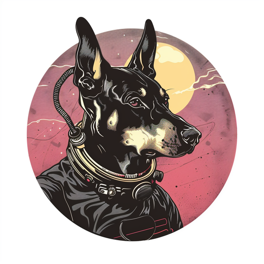 Sticker of a Cute and Adorable Doberman Pinscher Expressive surreal Vinyl Decal Sticker for Car, Laptop, Tumbler and more # F019281