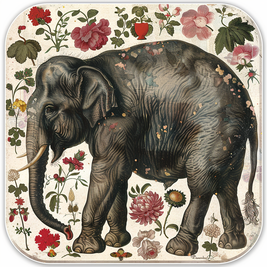 Elephant Expressive surreal Vinyl Decal Sticker for Car, Laptop, Tumbler and more # F022385