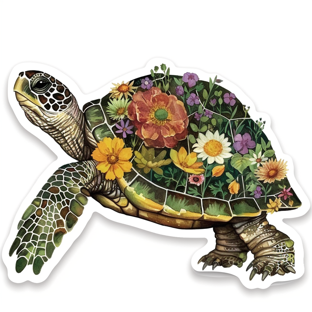 Sticker of a turtle majestic Expressive surreal Vinyl Decal Sticker for Car, Laptop, Tumbler and more # F022061