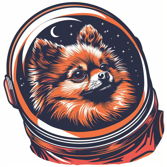 Sticker of a Pomeranian Dog astronaut majestic Expressive surreal Vinyl Decal Sticker for Car, Laptop, Tumbler and more # F013819