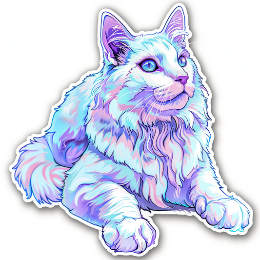 Adorable Turkish Angora Cat  Vinyl Decal Sticker for Car, Laptop, Tumbler and more # F020949-4" x 4"
