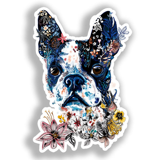 Boston Terrier Dog Vinyl Decal Sticker for Car, Laptop, Tumbler and more # A018994-4" x 4"